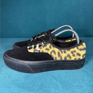 Vans Black and Yellow Leopard Athletic Sneakers